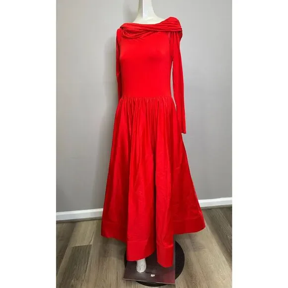 Alice + Olivia Chara Off-The-Shoulder Flared Midi-Dress Size US2 $550